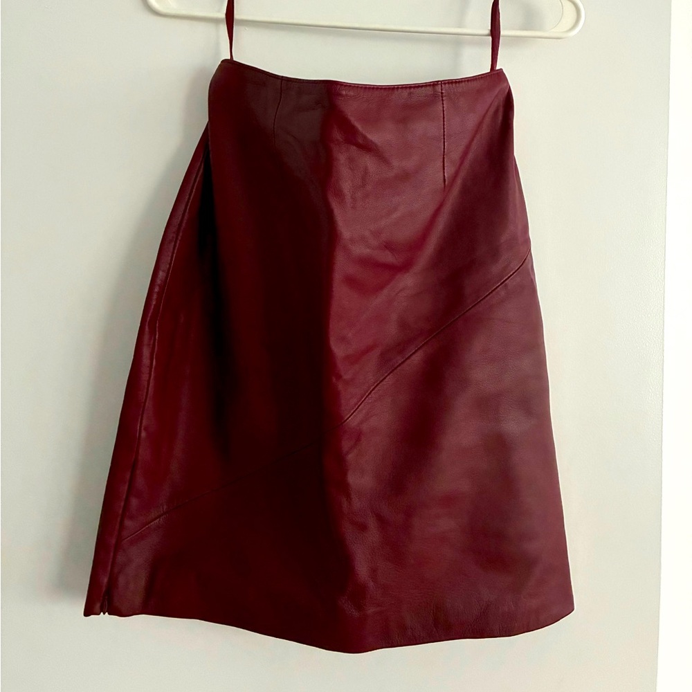 Wilson Burgundy Leather A-Line Skirt